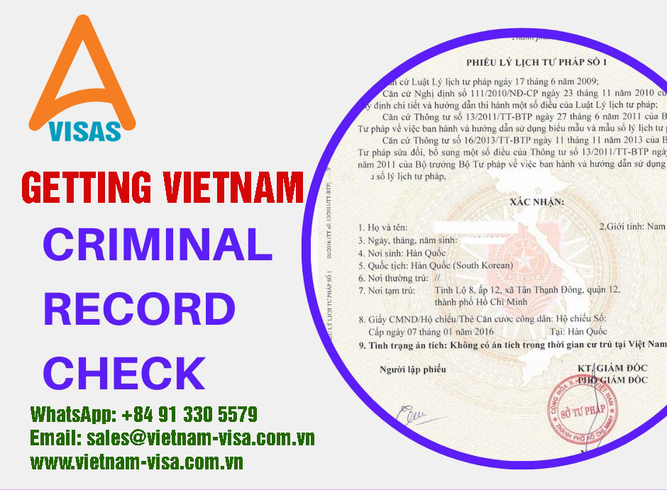 VIETNAM POLICE CHECK - VIETNAM CRIMINAL RECORD